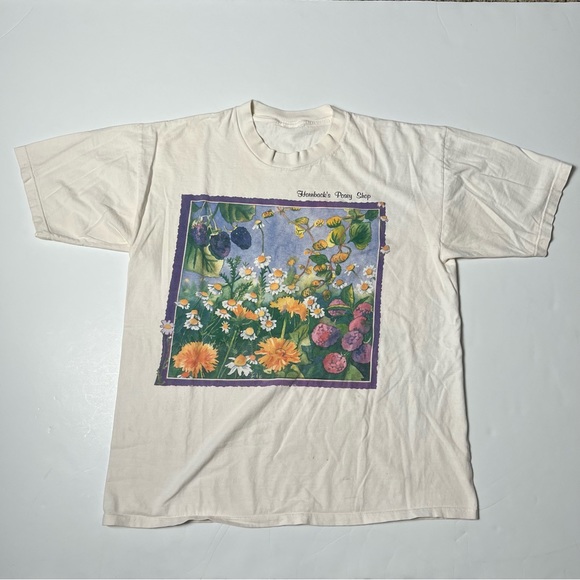 009 - VINTAGE 90s POSEY SHOP FLORAL FLORIST FLOWERS GRAPHIC T SHIRT